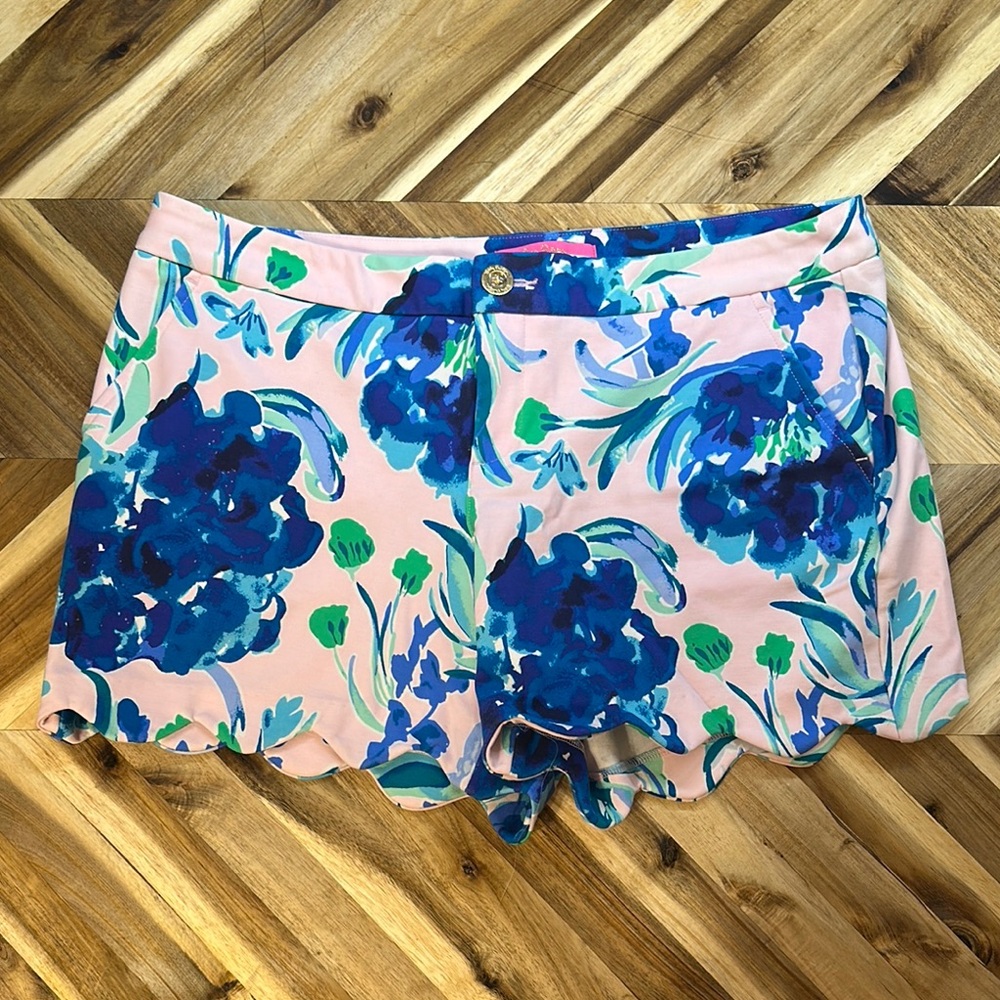Lilly Pulitzer Buttercup Knit Sweet Pea Shorts Blue NWT Size 12 EUC